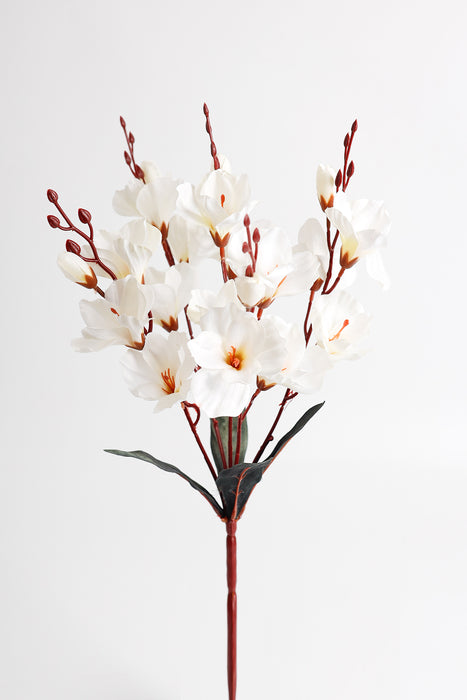 Venta al por mayor de flores artificiales de Magnolias Bush a granel de 17 "