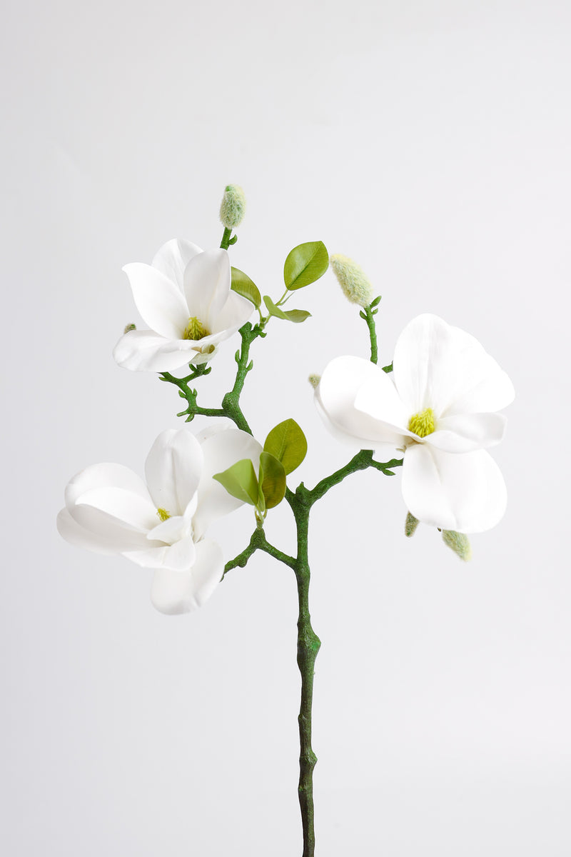 Venta al por mayor de flor de seda artificial de tallo de magnolias de 22 "a granel