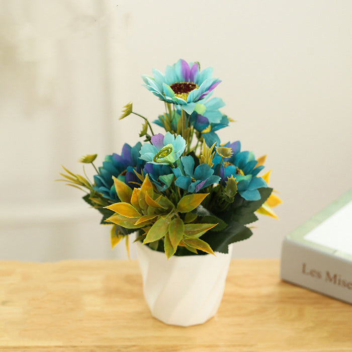 Bulk 10" Artificial Sunflower Flower in Vase Yellow Floral Arrangement Wholesale