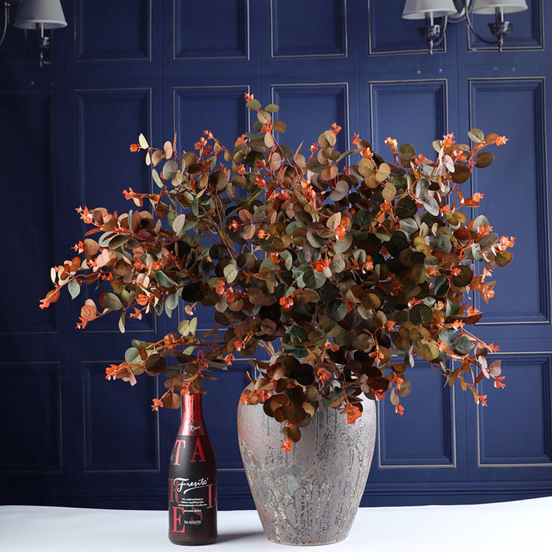 Feuilles d'eucalyptus artificielles en vrac, tiges, branches, fausse plante d'eucalyptus d'automne, vente en gros, 27 pouces 