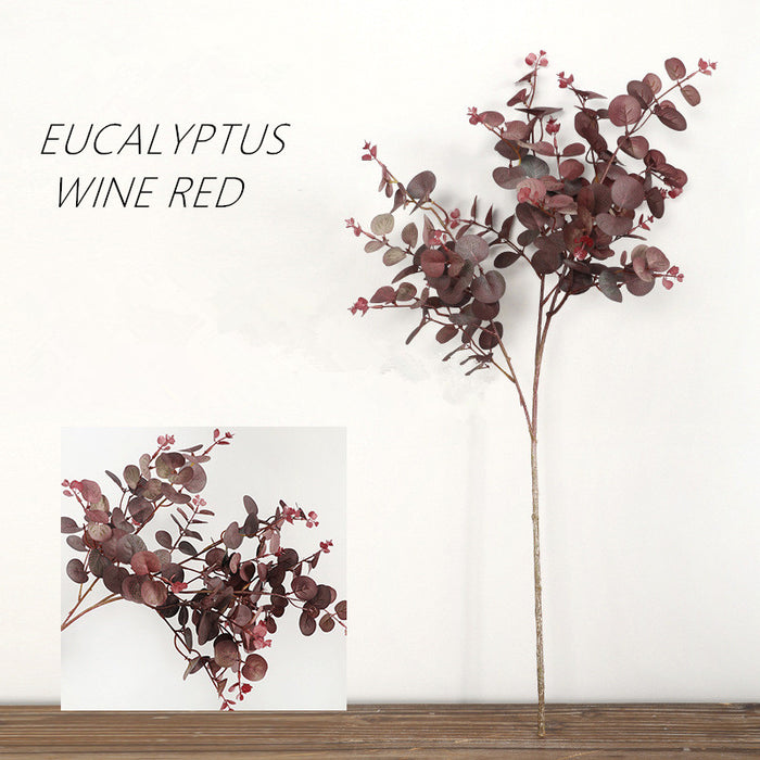 Ramas de hojas de eucalipto artificiales Planta de eucalipto de otoño falso Tallos de otoño falsos 