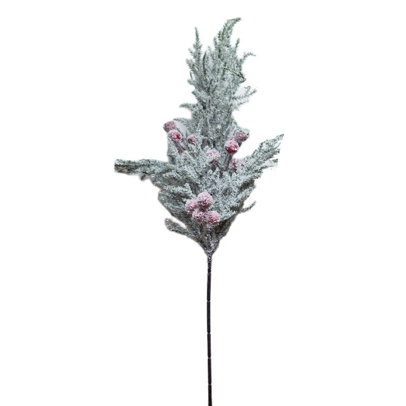 Bulk 21" Snowy Artificial Cedar Picks with Red Berries Wholesale