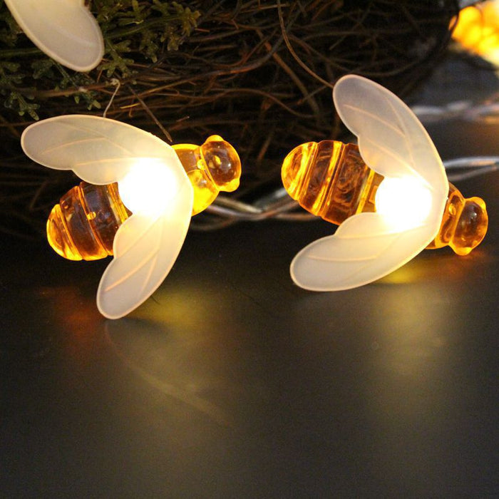 Guirnalda de abejas a granel, luces LED de energía Solar, decoración navideña, venta al por mayor 