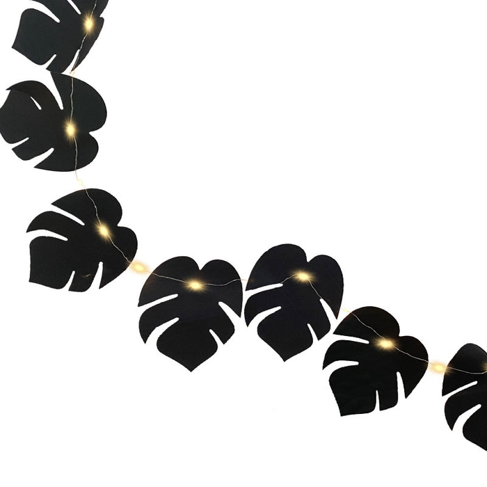 Guirnalda de luces de guirnalda de hojas de Monstera de Palma Tropical negra a granel al por mayor