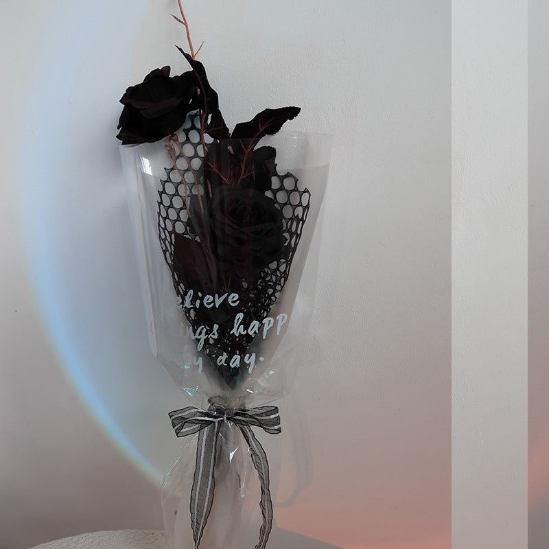 Tiges de roses noires d'Halloween en vrac de 26 pouces, arrangement de longues fleurs, décoration d'Halloween en gros