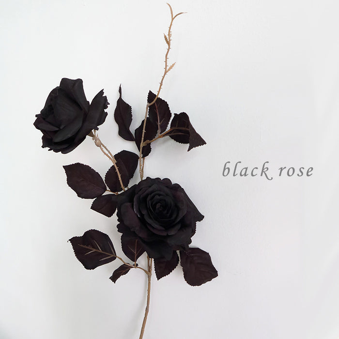 Bulk 26" Halloween Black Rose Stems Spray Long Flowers Arrangement Halloween Decoration Wholesale