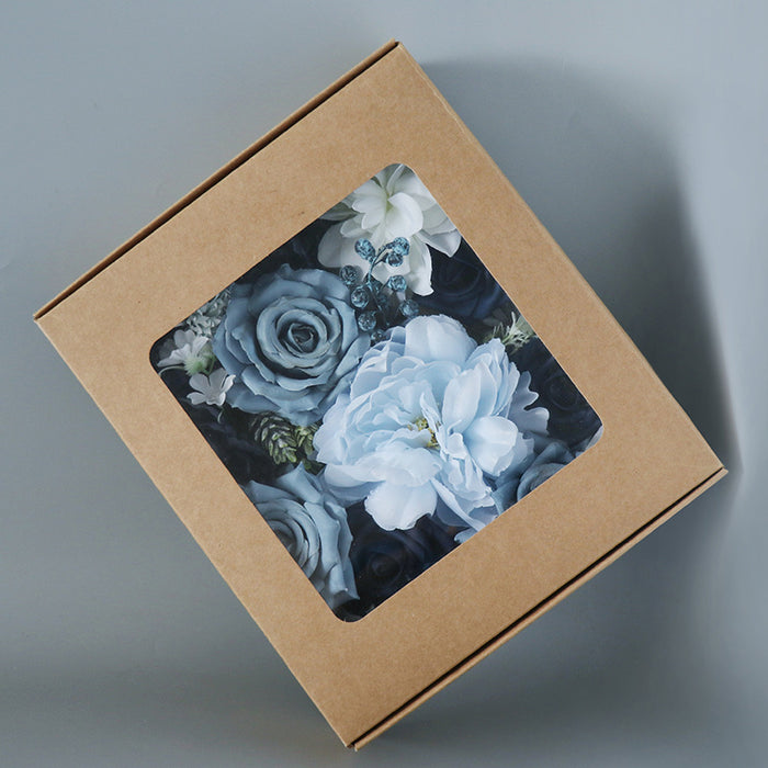 Bulk Dusty Blue Navy Artificial Flowers Heads Combo Box Set for DIY Wedding Bridal Bouquet Centerpieces Decor Floral Arrangement Decor Wholesale