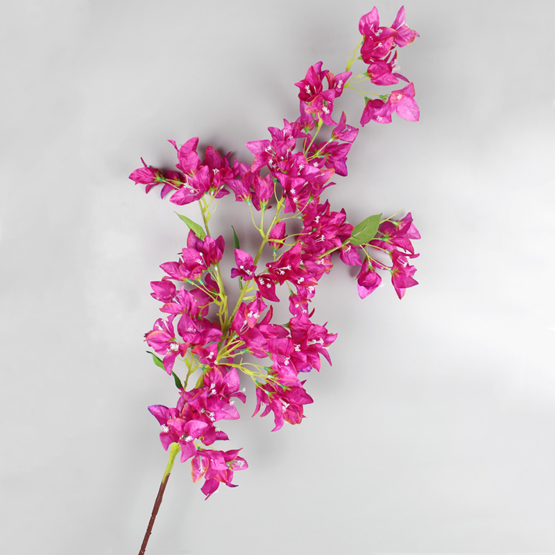 Venta al por mayor de flores artificiales de ramas de tallo largo de buganvilla de 47 "a granel