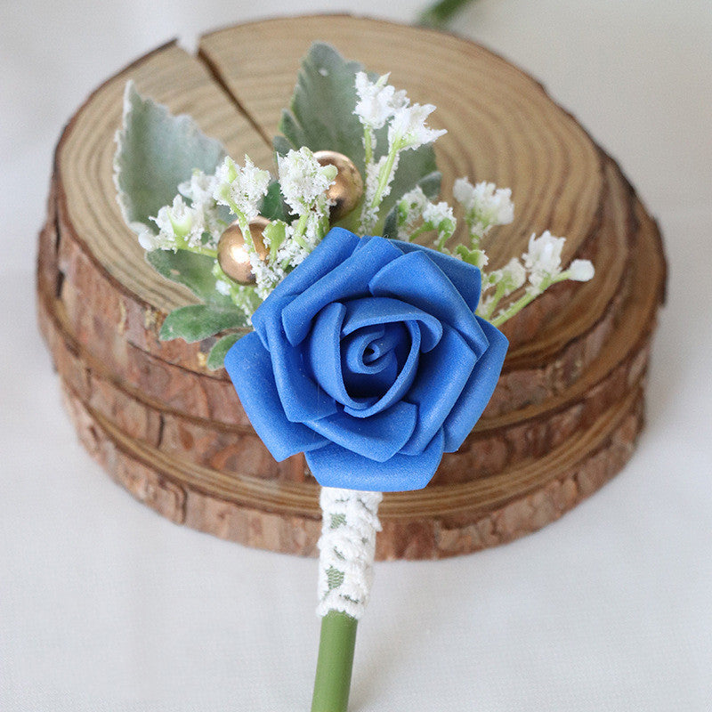 Boutonniere de rosas a granel de 5 "para boda de hombres con alfileres al por mayor