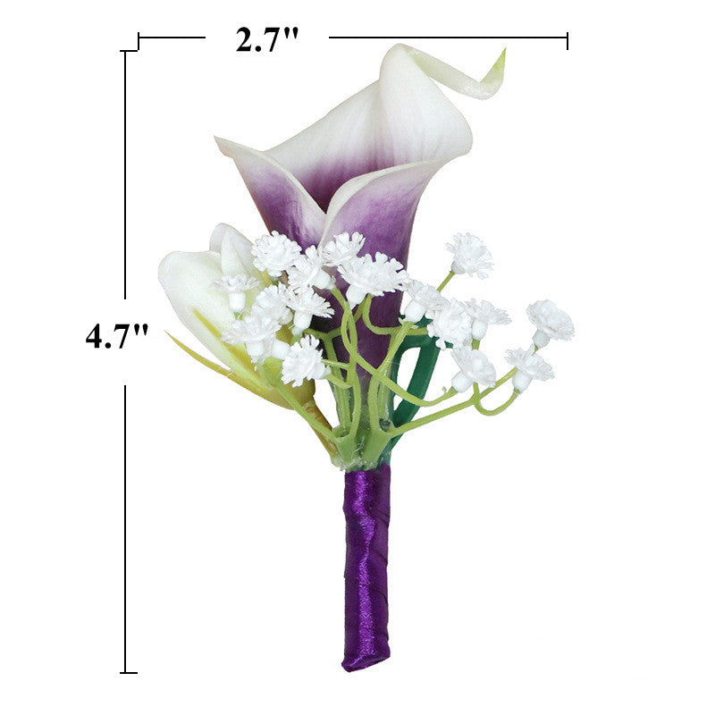 Bouquet de fleurs artificielles en lys calla violet en vrac pour mariage, bal de fin d'année, vente en gros