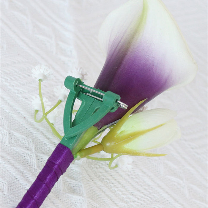 Bulk Purple Calla Lily Artificial Corsage for Wedding Prom Party Wholesale