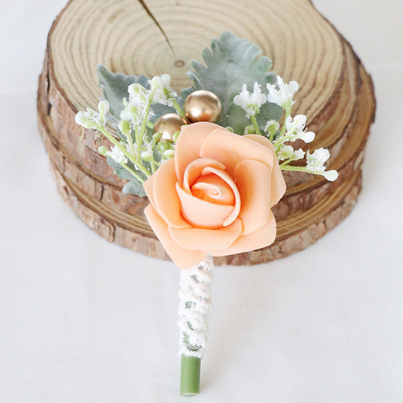 Boutonniere de rosas a granel de 5 "para boda de hombres con alfileres al por mayor