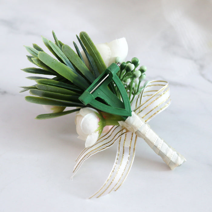 Bulk 4" Silk Peony Boutonnieres in Champagne Wholesale