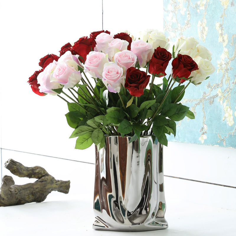 Bulk 18" Rose Buds Stem Silk Artificial Flowers Wholesale