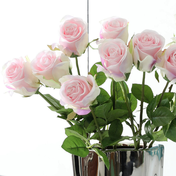 Flores artificiales de seda de tallo de capullos de rosa de 18 "a granel al por mayor 