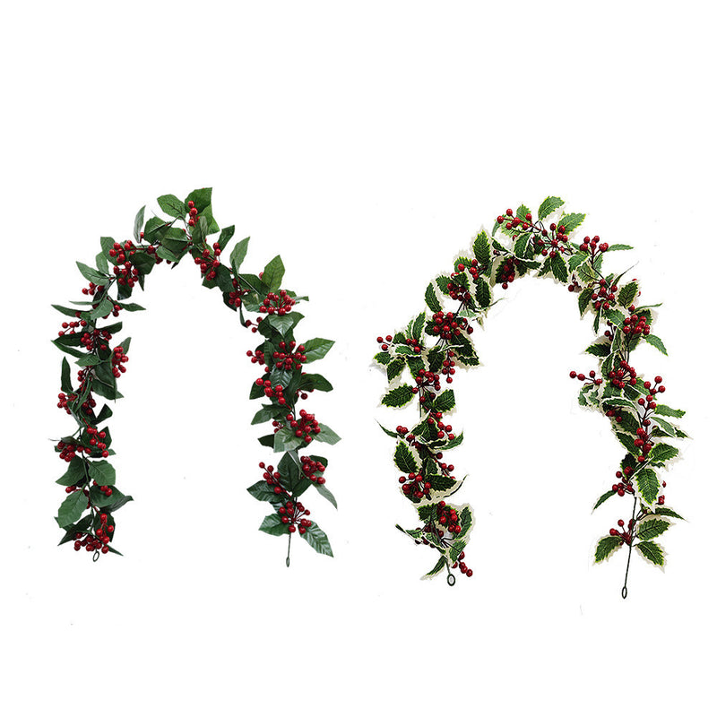 Bulk 68" Red Berries Garland Xmas Tree Garland for Holiday Indoor Outdoor Mantle Fireplace Home Decoration New Year Decor Wholesale