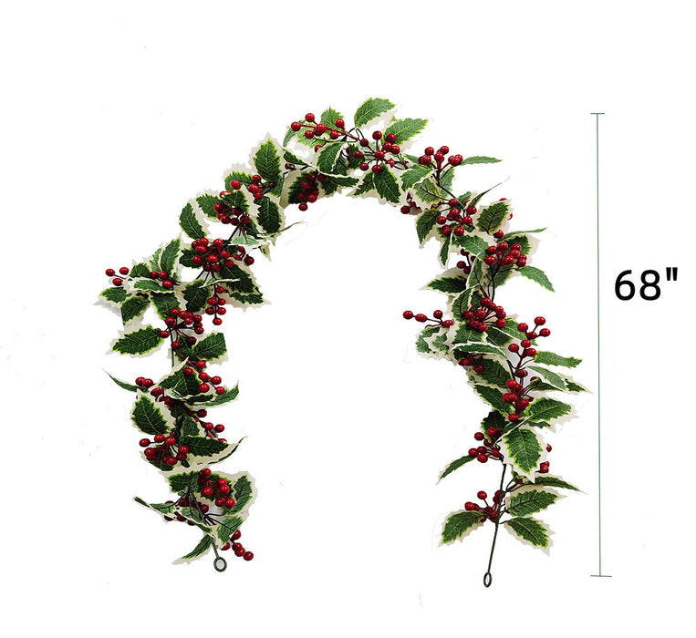 Bulk 68" Red Berries Garland Xmas Tree Garland for Holiday Indoor Outdoor Mantle Fireplace Home Decoration New Year Decor Wholesale