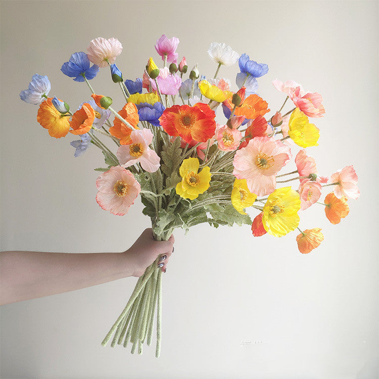 Massive Clearance! Wholesale 23" Artificial Poppy Silk Flower Stems in Spray Style