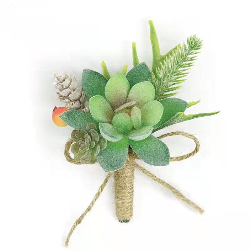 Boutonnière de plantes vertes succulentes artificielles en vrac en gros