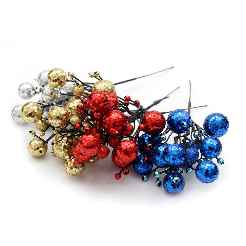 Bulk 9" Christmas Glitter Berries Tallos Holly Picks Adornos al por mayor