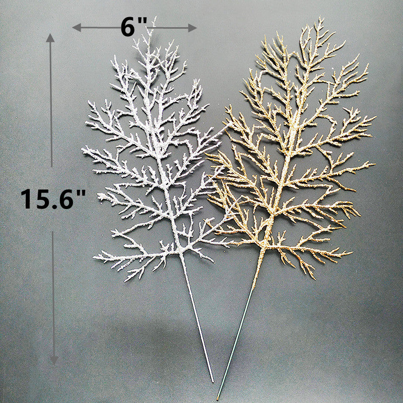 Bulk 15" Christmas Golden Silver Cedar Picks Artificial Plants Wholesale