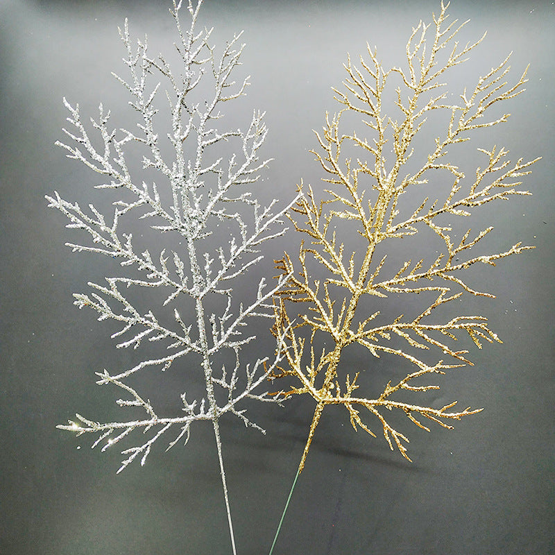 Bulk 15" Christmas Golden Silver Cedar Picks Artificial Plants Wholesale