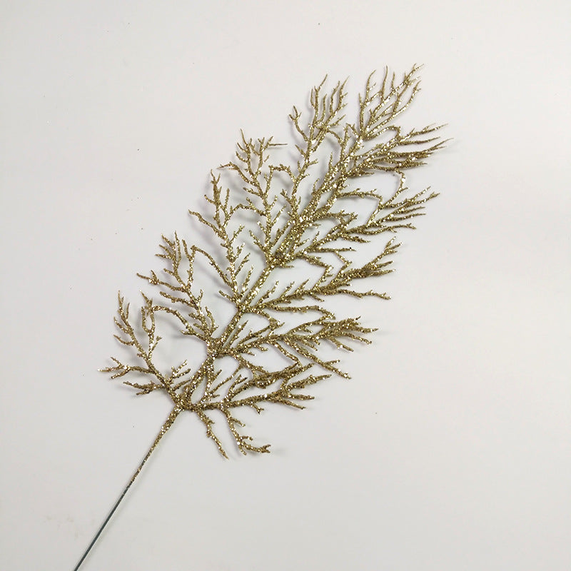 Bulk 15" Christmas Golden Silver Cedar Picks Artificial Plants Wholesale