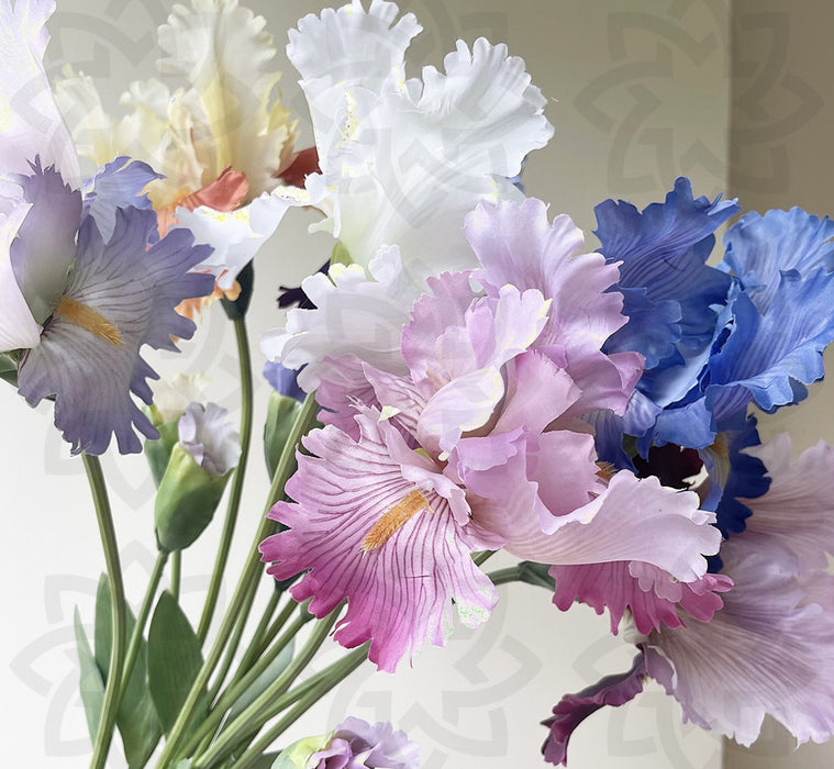 Venta al por mayor de flores de seda con tallo de flor de iris artificial de 31 "