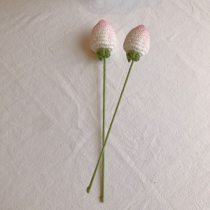 Bulk 2 Pcs Artificial Strawberry Stem Handmade Knitting Crochet Gifts Wholesale