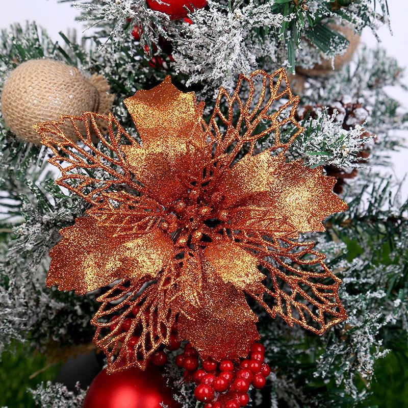 Clearance Bulk Pack of 50 Pcs Poinsettias Artificial Christmas Flowers Wholesale