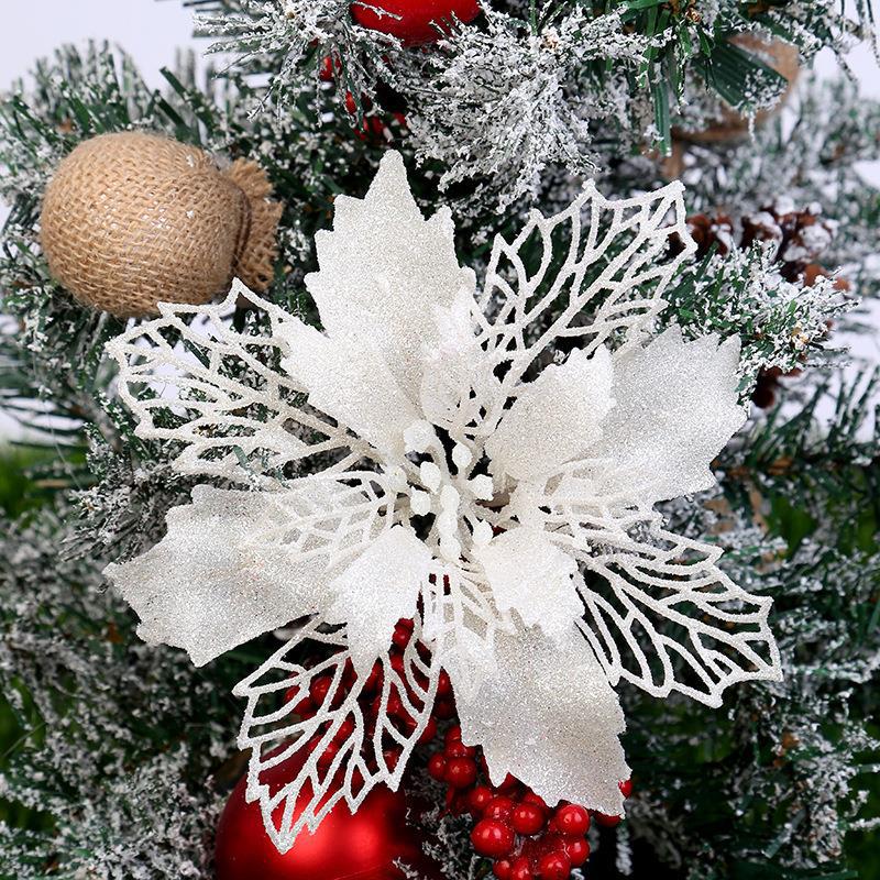 Clearance Bulk Pack of 50 Pcs Poinsettias Artificial Christmas Flowers Wholesale