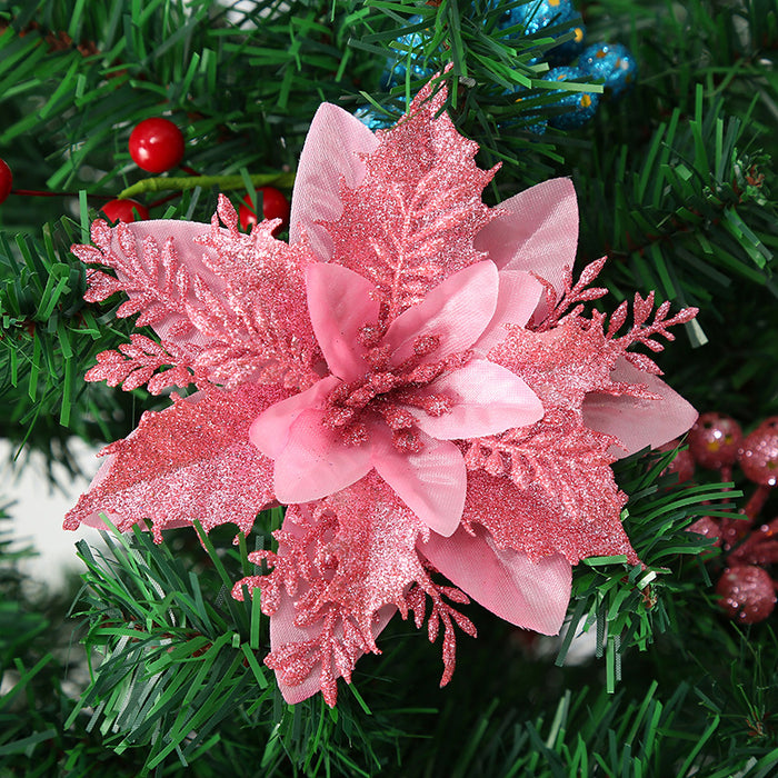 Bulk 14 Colors 6" Glitter Poinsettia Artificial Christmas Flowers Xmas Tree Ornaments Wholesale