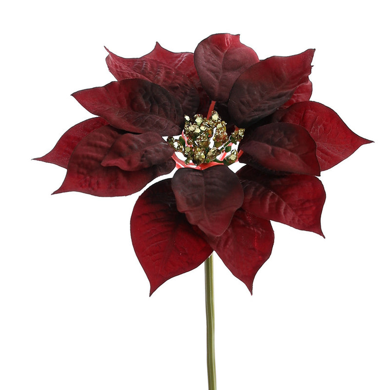 Tiges de poinsettia en vrac de 12 pouces Fleur de Noël Fleur artificielle en soie Vente en gros