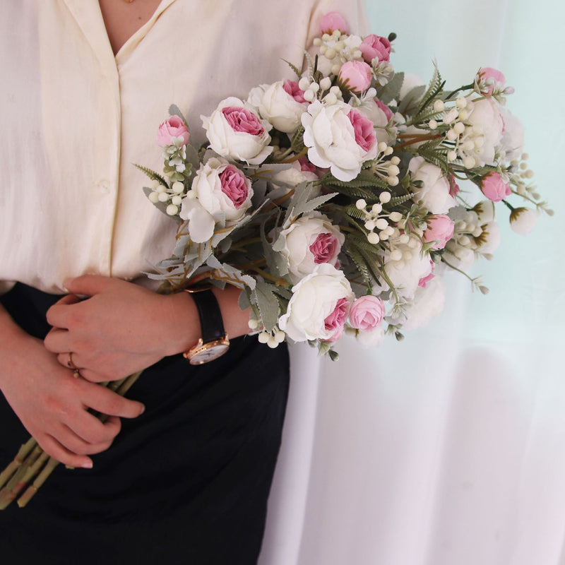 Roses en vrac de 21 pouces, combos ouverts/bourgeons, longues tiges, fleurs artificielles en gros