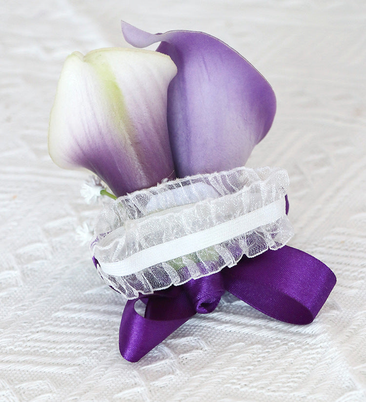 Bulk Purple Calla Lily Handmade Wrist Corsage Wholesale