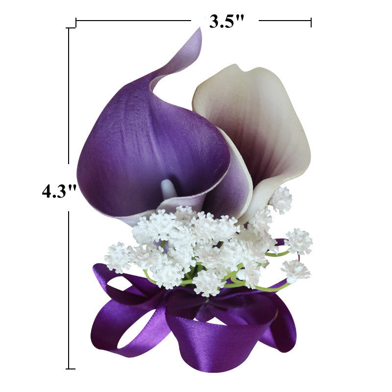 Bulk Purple Calla Lily Handmade Wrist Corsage Wholesale