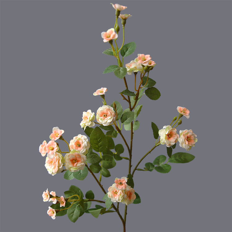A granel 28 "Mini rosas tallos ramas flores silvestres artificiales arreglo de flores de seda al por mayor 
