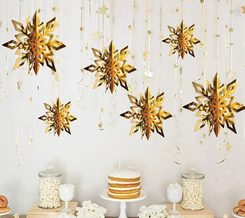 Bulk Christmas Hanging Snowflakes 3D Iridescent Decorations Wholesale