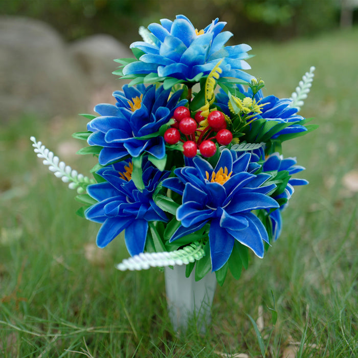 Bulk Exclusive Dahlia with Berries Bush Bouquets in Vase Artificial Flowers for Graves and Memorials Arrangements Wholesale