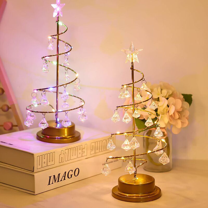 Bulk Christmas Tree Crystal Night Light Tabletop Lamp Home Decoration Wholesale