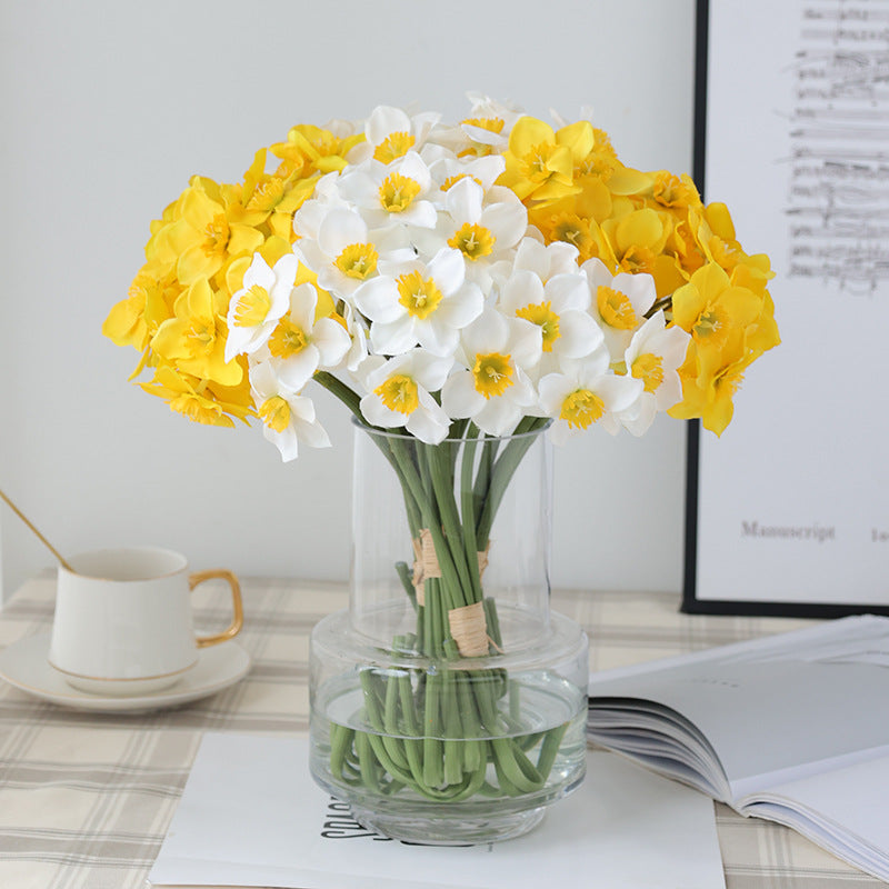 Bulk 6pcs 16" Daffodils Bouquet Stems Faux Narsissus Spring Flowers Wholesale