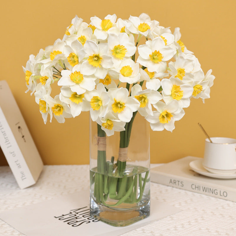 Bulk 6pcs 16" Daffodils Bouquet Stems Faux Narsissus Spring Flowers Wholesale