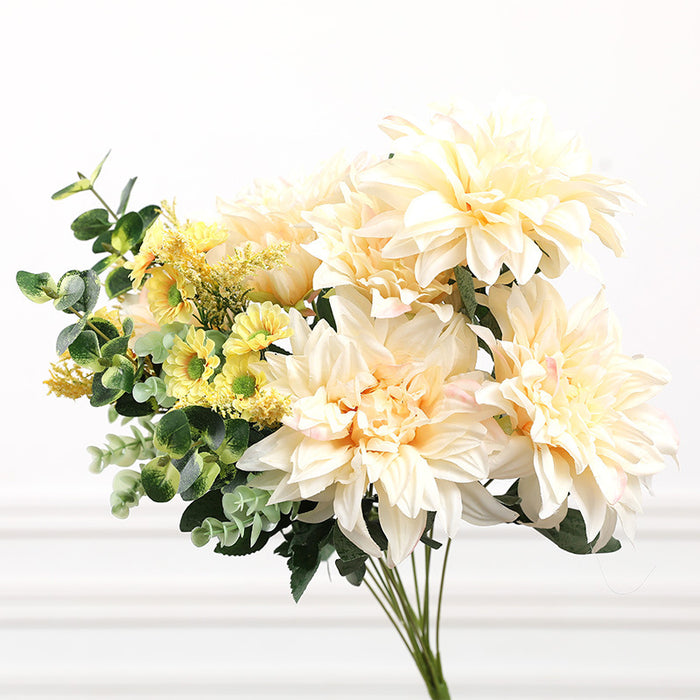 Bulk 19" Dahlia Bush Mixed Bouquet Seda Artificial Fall Flowers Arreglos al por mayor