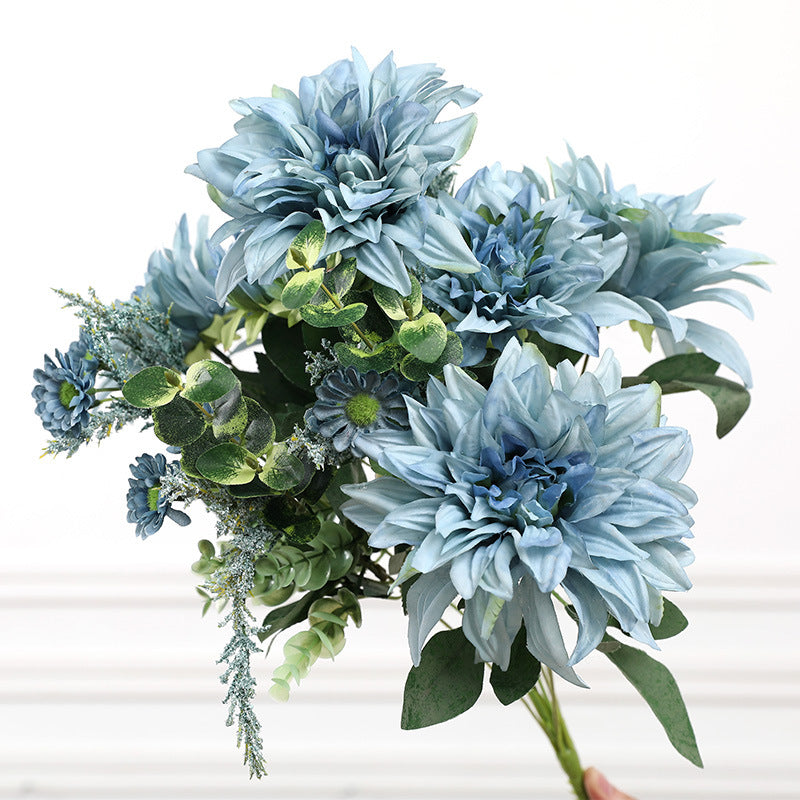 Bulk 19 inches Tall Dahlia Bush Bouquet Mixed Wildflowers Silk Flowers Wholesale