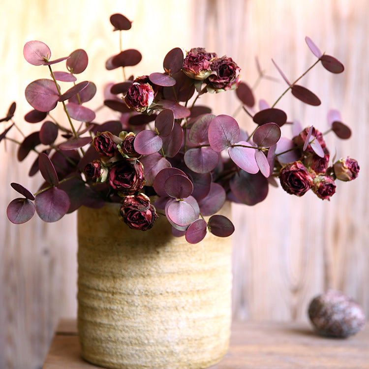 Venta al por mayor de hojas artificiales de tallos de eucalipto de 19 "a granel