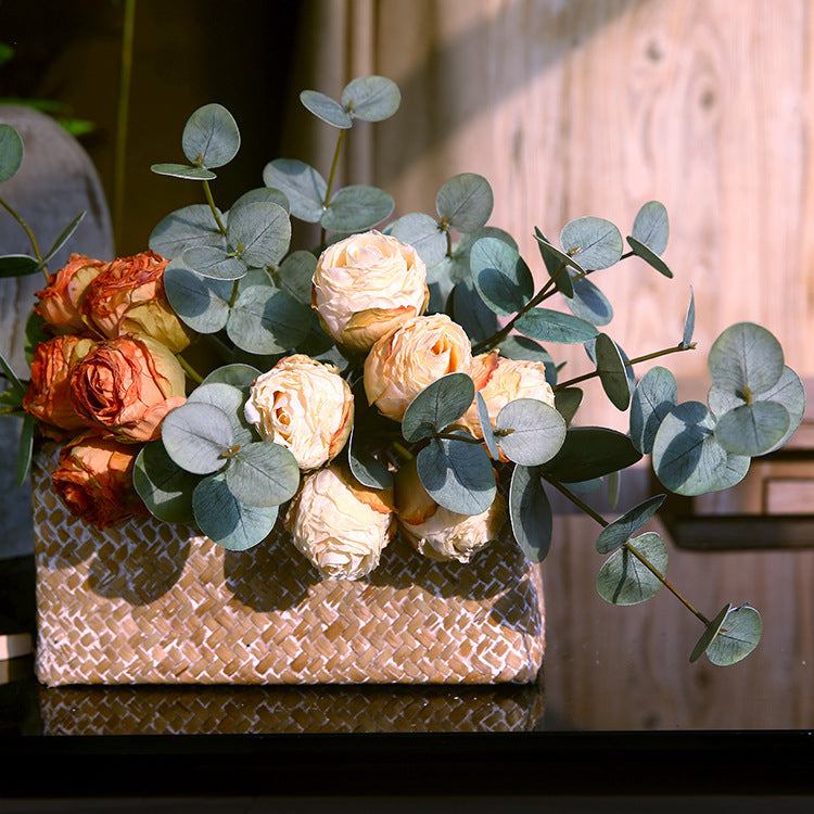 Venta al por mayor de hojas artificiales de tallos de eucalipto de 19 "a granel