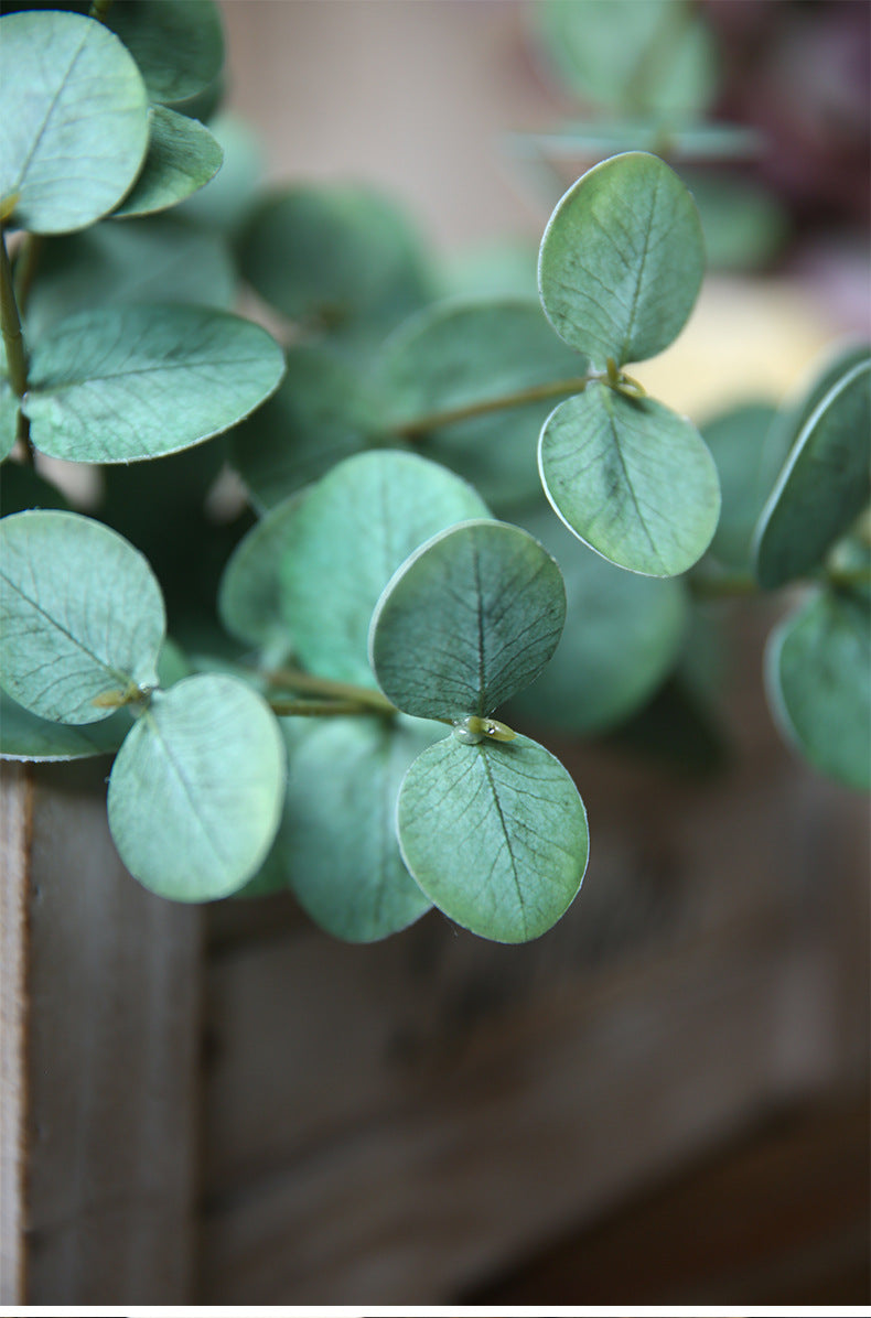 Venta al por mayor de hojas artificiales de tallos de eucalipto de 19 "a granel