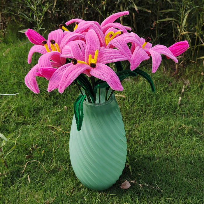 Bulk 14" Exclusive Handemade Plush Liles Stem Flowers Gift Wholesale