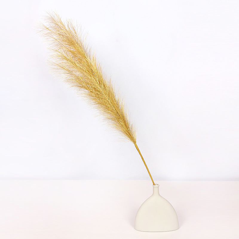 Bulk Set of 3pcs Extra Large 43 Inch Faux Golden Pampas Grass Silver Boho Flowers Wholesale