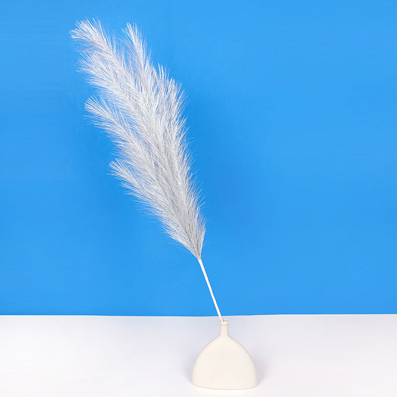 Bulk Set of 3pcs Extra Large 43 Inch Faux Golden Pampas Grass Silver Boho Flowers Wholesale